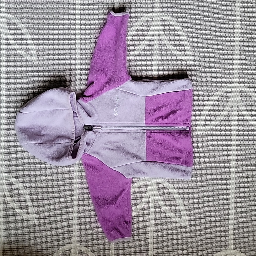 Baby girl Columbia zip up. Size 3-6 months. Gently used lavender two tone fleece